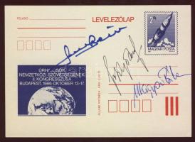 1986 Faskas Bertalan, Magyari Béla és Kubaszov űrhajósok aláírás / Signature of astronauts Farkas, Magyari and Kubaszov