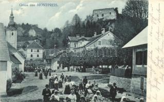 Planina pri Sevnici, Montpreis; castle, church, main square