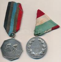 DN "Magyar Kerékpáros Szövetség / 100km II. díj" Ag díjérem, szalagon, "HP" gyár...