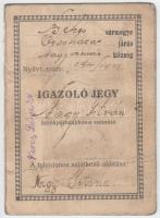 1933 Nagyszénás, Fényképes igazoló jegy kerékpártulajdonos számára