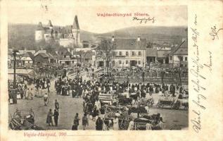 Vajdahunyad, Hunedoara; Fő tér, piac, Adler Alfréd fényképész / main square, market (fl)