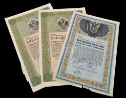 Ausztria / Bécs 1914. "5 1/2%-os Háborús Kötvény" kötvény 200K-ról szelvényekkel és bélyeg...