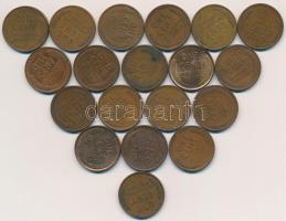 Amerikai Egyesült Államok 1909-1946D 1c Br, Cu-Zn "Lincoln" (19x) T:2-3
USA 1909-1946D 1 ...