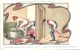 Vedere e non toccare, e una cosa da... crepare / Erotic humour, Art Nouveau litho