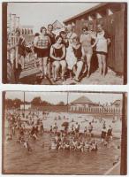 1928 Rákoscsabai strand, 2db fotó, verzón feliratozva, 6x9cm