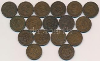 Amerikai Egyesült Államok 1864-1906. 1c Br "Indián fej" 17xklf évszám T:2-3 USA 1864-1906....