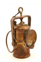 Réz bányász lámpa, szép állapotban, m: 12 cm