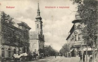 Budapest I. Krisztina tér, templom, cukrászda