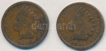 Amerikai Egyesült Államok 1886. 1c Br "Indián" + 1889. 1c Br "Indián" T:3 USA 18...