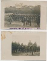 1916 Weber altábornagy fogadása Diakováron huszár díszszázaddal, 4db fotó, feliratozva, 9x14cm
