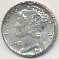 Amerikai Egyesült Államok 1943. 1D Ag Mercury T:2  USA 1943. 1 Dime Ag Mercury C:XF  Krause KM#140