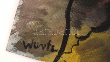 Würtz jelzéssel: Katonák és a cica. Olaj, farost,  40×60 cm