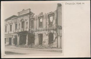1916 Háborús pusztítás Orsován, fotó feliratozva, 9x14cm