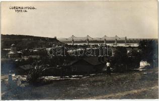 1917 A Duna-flottila hajói a csernavodai Károly hídnál / ships of the Danube fleet by the port of Cernavoda, photo