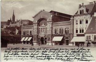 1902 Budapest I. Budai VI. sz. Vásárcsarnok, Wirth Antal, Mátrai Ignácz, Wohlmuth A. és Petz Ágoston üzlete, kávécsarnok, photo (EK)