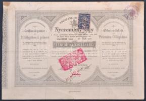 Budapest 1898. Magyar Jelzálog Hitelbank nyeremény-jegye szárazpecséttel és bélyegzéssel T:III