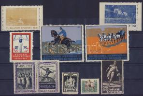 1924-1950 10db Sport és olimpia levélezáró / 10 different sports and olympia labels