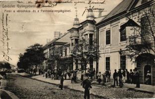 Gyöngyös,  Főtér, városháza, Pannónia vendéglő; Adler Zsigmond kiadása