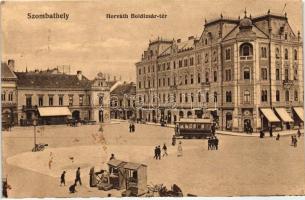 Szombathely, Horváth Boldizsár tér, villamos, Hungária szálló (EK)