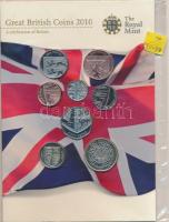 Nagy-Britannia 2010. 1p-2Ł 8db klf. "Nagy-Britannia érméi 2010" forgalmi sor dísztokban T:1 Great Britain 2010. 1 Penny - 2 Pound 8 diff. "Great British Coins 2010" coins set on cardboard