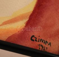 Czimra jelzéssel: Női portré. Akvarell, papír, üvegezett keretben, 39×29 cm