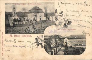 Bród, Slavonski Brod; Vár, Várkapu / fortress, gate, floral (kis szakadás / small tear)