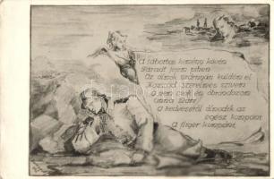 25 db RÉGI motívumlap, vegyes minőség; művész, folklór / 25 old motive postcards, mixed quality; art...