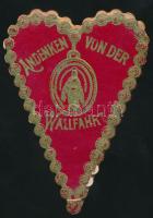 cca 1930 Szív alakú, kegyhelyes, litho leporello, kinyithatós, d:14cm