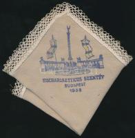 1938 Eucharisztikus díszzsebkendő, 18x18cm