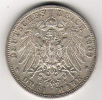 D.Reich/Württemberg 1909  3MK Wilhelm II. ezüst T:2 pici ph.