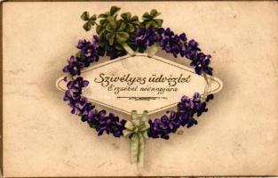 Erzsébet névnapi üdvözlő lapok / Erzsébet Name Day greeting cards - 2 db régi litho képeslap / 2 old...