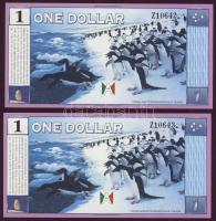 Antarktika 2001. 1$ (2x) egymásutáni sorszámmal T:I