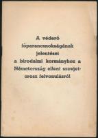 cca 1941-42 A véderő főparancsnokságának jelentései a birodalmi kormányhoz a Németország elleni szovjet-orosz felvonulásról, pp.:79, 21x15cm