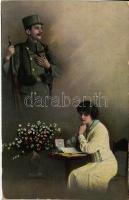 10 db RÉGI motívumlap, vegyes minőség; romantikus katonai / 10 old motive cards, mixed quality; roma...