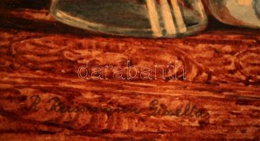 Reissmann Barabás Gizella (1893-1985): Csendélet porcelán madárral. Akvarell, papír, jelzett, üvegez...