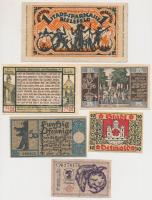 Németország / Weimari Köztársaság 1919-1923. 6db klf szükségpénz, közte Bielefeld, Braunschweig, Det...