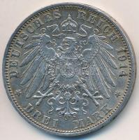 Német Államok / Baden 1914G 3M "II. Frigyes" T:2-,2 kis ph.
German States / Baden 1914G 3...