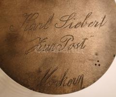 Fém fedeles üveg söröskorsó (0,4), a fedélen "Karl Siebert "Zur Post" Möckern" g...