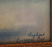 Cserepes István (1901-1944): Tihany. Tempera, papír-karton, jelzett, üvegezett keretben, 40×50 cm