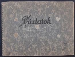 33 × 24 cm Vázlatfüzetbe ragasztott képeslapok, főleg modern magyar városképek, néhány régi darabbal...