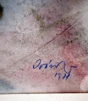 Iványi Ödön (1918-1985): Halászok. Akvarell, papír, jelzett, üvegezett fa keretben, 36×52 cm