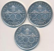 1992. 200Ft Ag "MNB" (3x) T:2