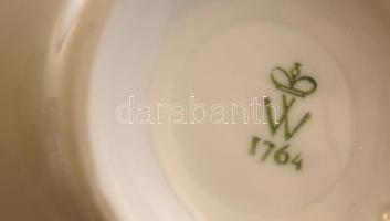Virágmintás Wallendorfer porcelán kisváza, matricás, jelzett, apró kopásnyomokkal, m: 14 cm