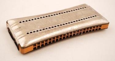 Trexmola csehszlovák harmonika, fa és fém elemekből, 16x6 cm