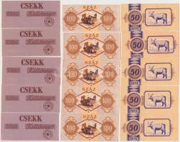 ~1960-1970. 50 (5x) + 100 szövetkezeti szükségpénz (5x) + 2000 szövetkezeti csekk (5x) T:I,I-