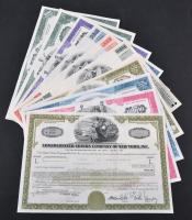 Amerikai Egyesült Államok 1964-1979. 10db klf részvény perforációval, bélyegzésekkel, lyukasztással ...