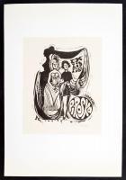 Nagy Lázár László (1935-): 15db ex libris, fametszet és linó, sorszámozott 3./100.  mappában, jelzet...