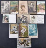 204 db háború előtti üdvözlő és motívum lap, érdekes, színes anyag