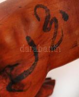 Kínai tigris pár, festett faragott fa, festett üveg szemekkel, csont fogakkal, jó állapotban, h:26 c...