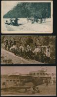 cca 1916-1945 "Egy kis baleset a Kárpátokban", 1 db első világháborús fotólap (az Érdekes Újság kiadása) + 4 db második világháborús fotóról készült fotónagyítás, különböző méretben